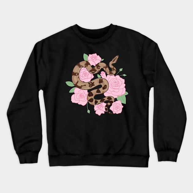 Boa Constrictor and Roses Crewneck Sweatshirt by starrypaige